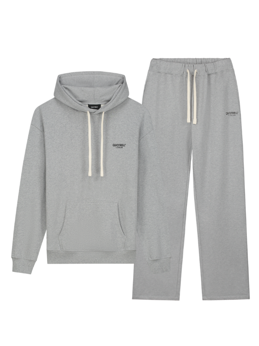 Quotrell Quotrell L'Atelier Hoodie Tracksuit - Grey Melee/Black