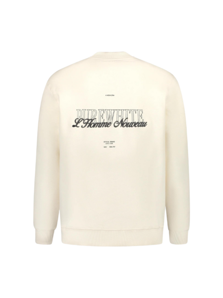 Purewhite Embroidered Graphic Sweater - Ecru