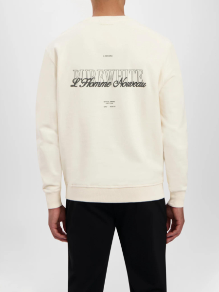 Purewhite Purewhite Embroidered Graphic Sweater - Ecru