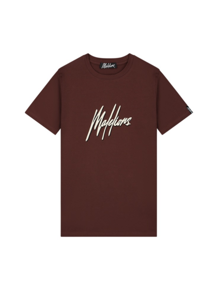 Malelions Malelions Duo Essentials T-shirt - Brown/Off White