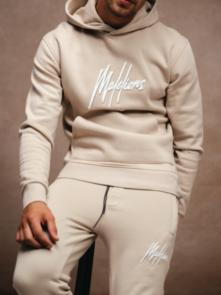 Malelions Malelions Duo Essentials Trackpants - Beige/White