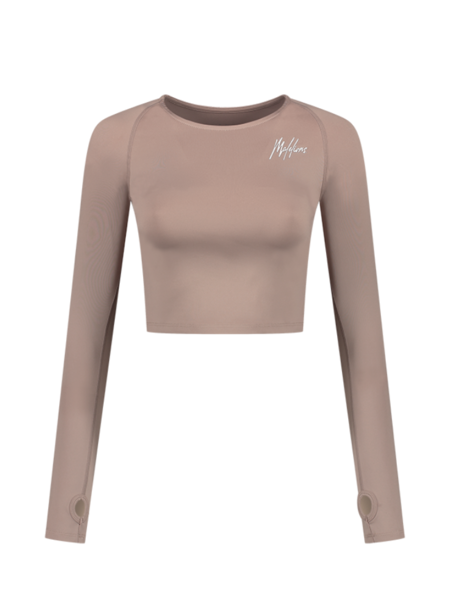 Malelions Women Sport Longsleeve Crop Top - Vanilla