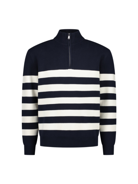 Purewhite Purewhite Striped Half Zip Sweater - Navy