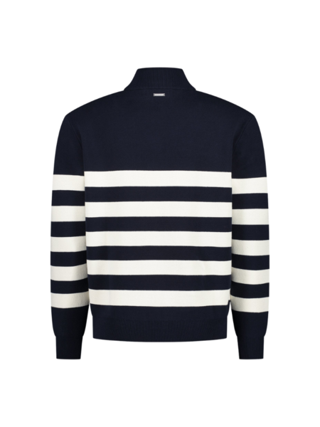 Purewhite Purewhite Striped Half Zip Sweater - Navy