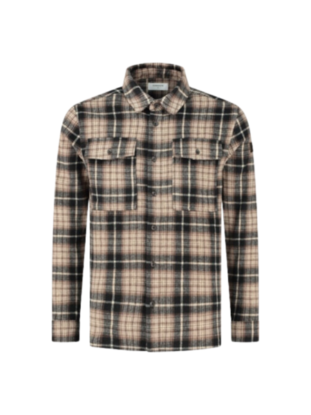 Purewhite Purewhite Wool Look Check Overshirt - Brown