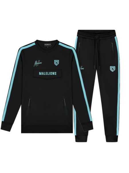 Malelions Sport Academy Sweater Combi-set - Black/Turquoise