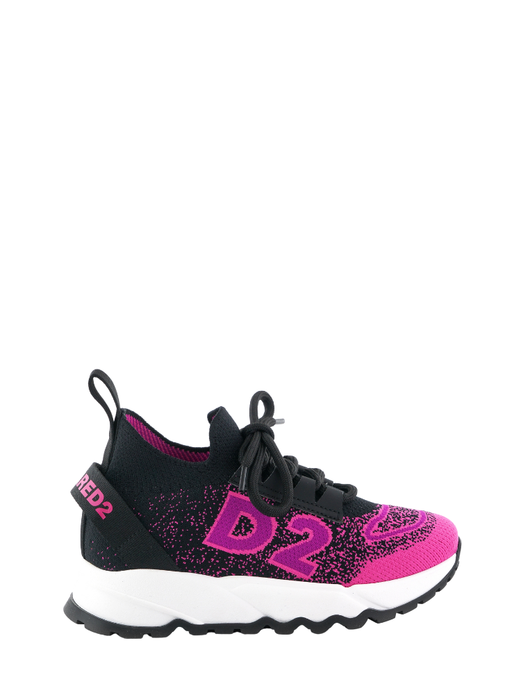 Dsquared2 Run DS2 Sock Sneakers Lace Up Black Fuchsia
