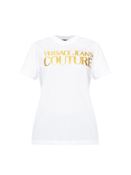 Versace Jeans Couture Versace Jeans Couture Women R Logo Thick Foil T-Shirt - White/Gold