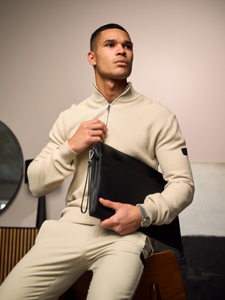 Malelions Malelions Knit Quarter Zip - Taupe