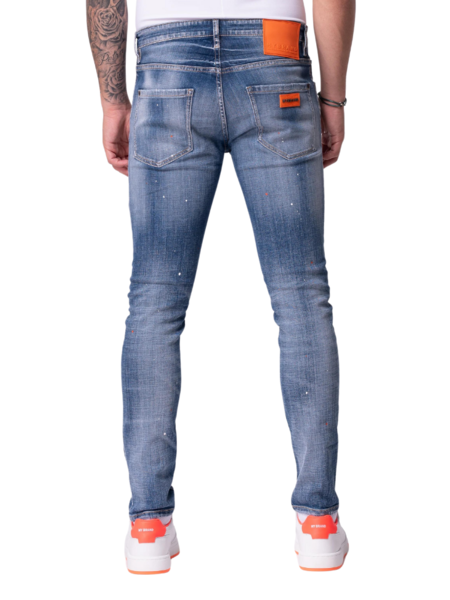 My Brand My Brand Orange And White Spotted Jeans - denim