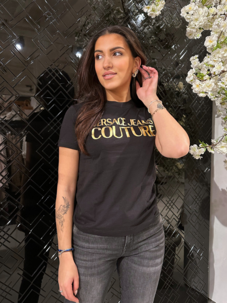 Versace Jeans Couture Versace Jeans Couture Women Logo Thick Foil T-Shirt - Black/Gold