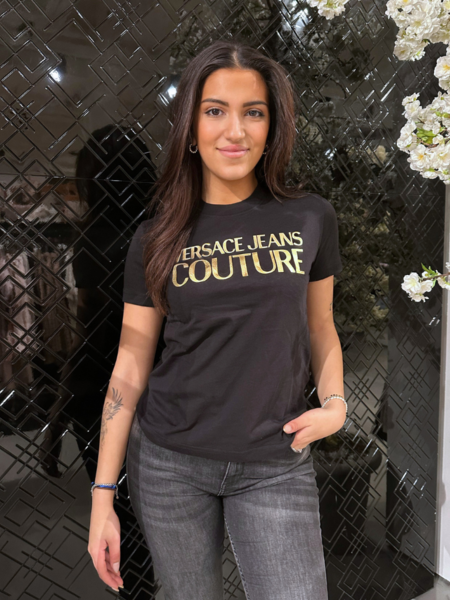 Versace Jeans Couture Versace Jeans Couture Women Logo Thick Foil T-Shirt - Black/Gold