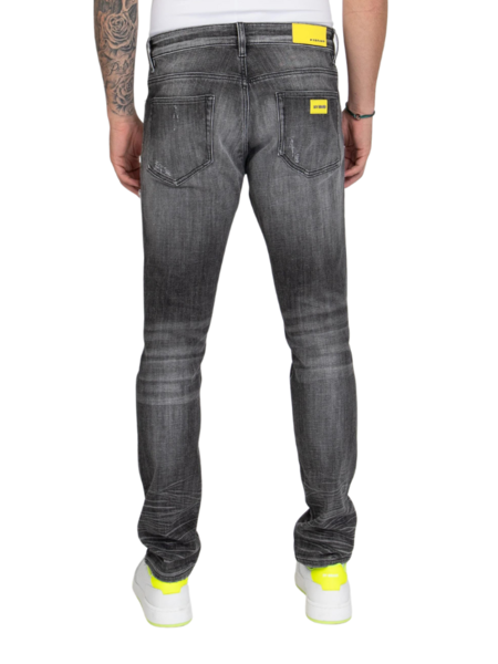 My Brand My Brand Neon Ripped Biker Label Jeans - Denim Grey