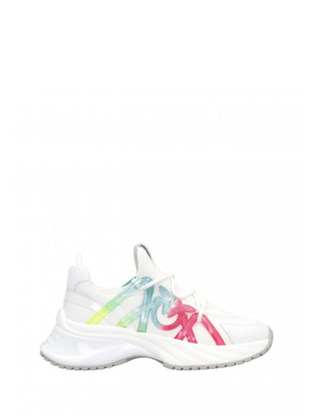 Pinko Ariel Satin Spreading Sneaker - White/Multicolor