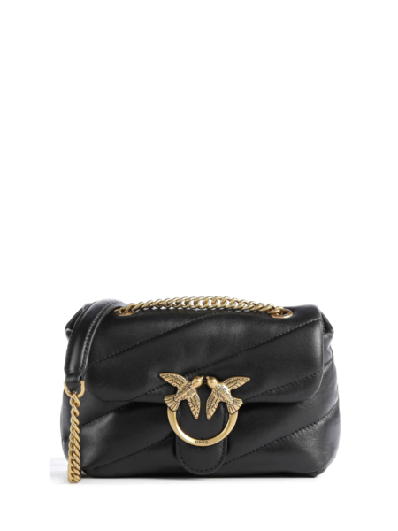 Pinko Love Puff Mini CL Sheep Nappa Crossbody - Black-Antique Gold