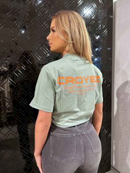 Croyez Croyez Women Family Owned Business T-Shirt - Green/Orange