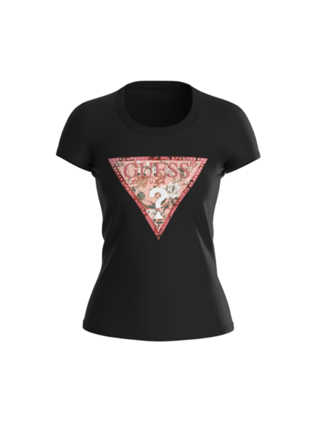 Guess Guess SS RN Satin Triangle Tee - Jet Black