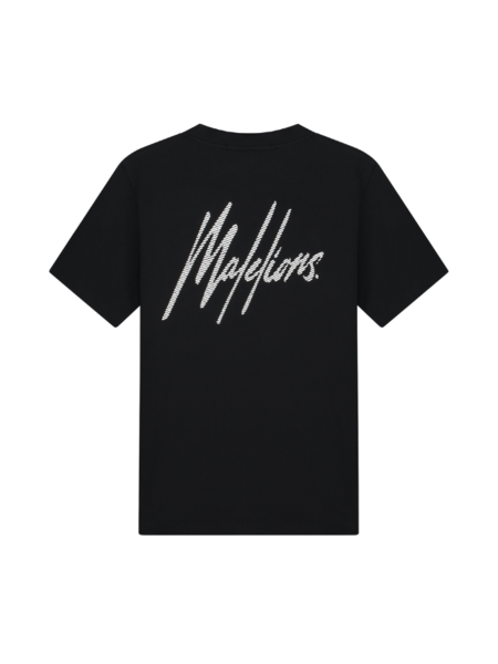 Malelions Striped Signature T-Shirt - Black/White