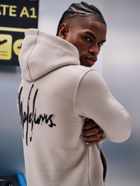 Malelions Malelions Destroyed Signature Hoodie - Cement/Black