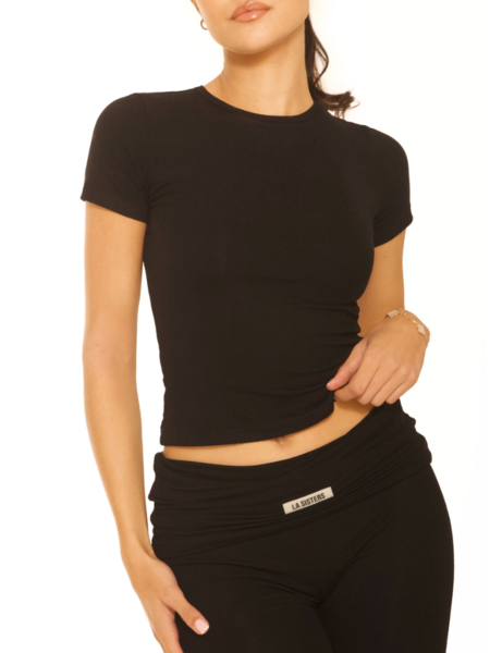 La Sisters La Sisters Short Sleeve Lounge Top - Black