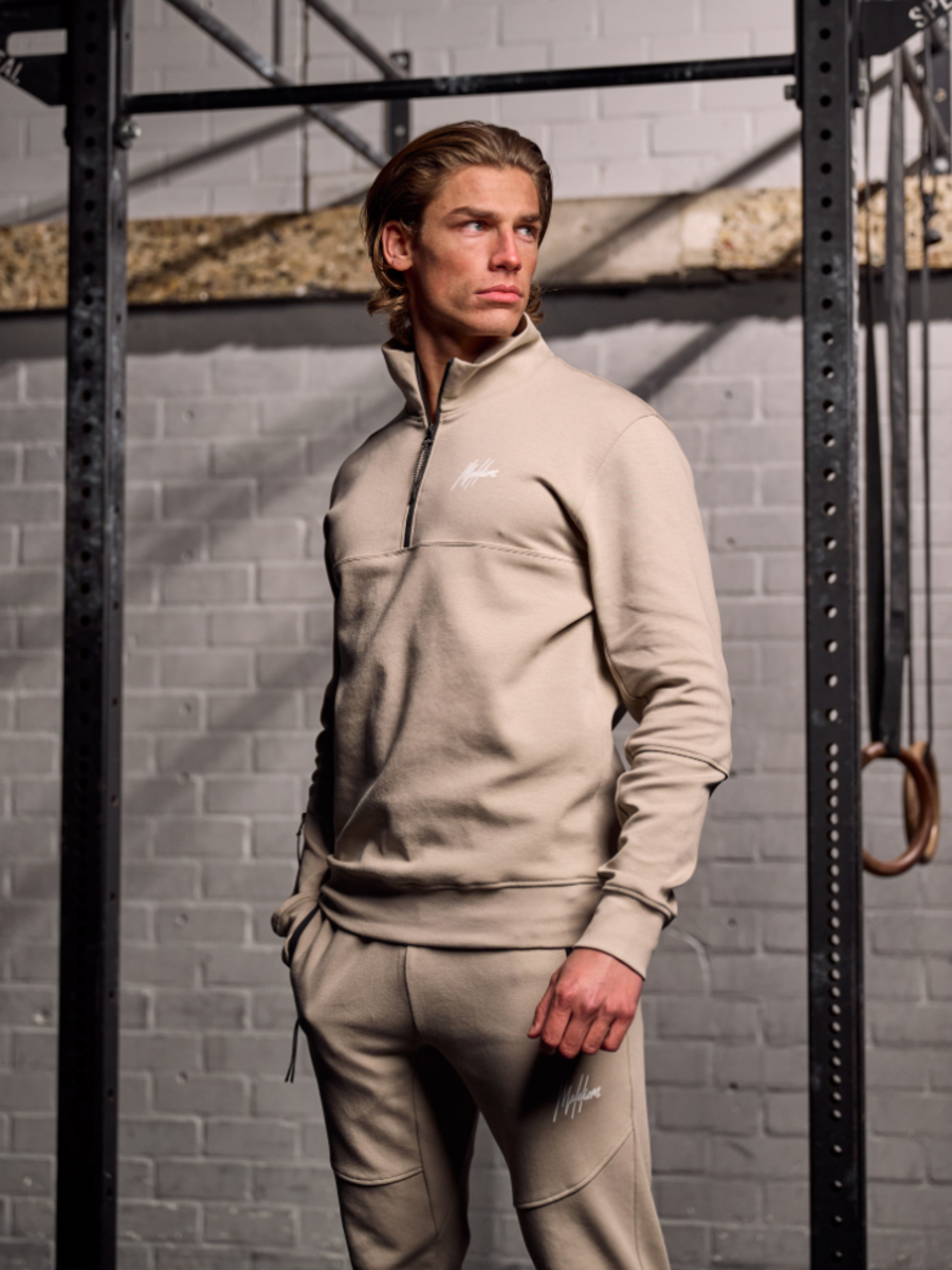 Malelions Malelions Sport Counter Combi-set Half-Zip - Taupe