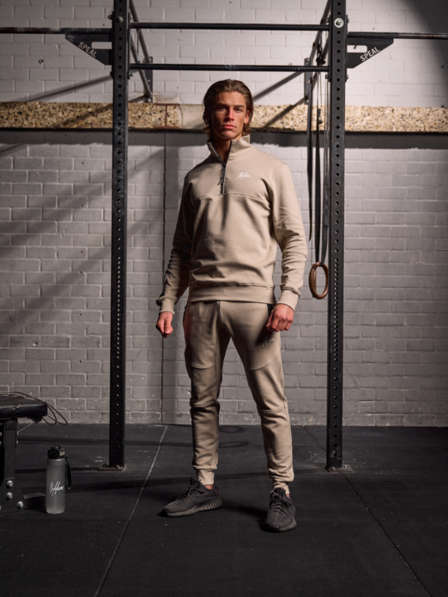 Malelions Malelions Sport Counter Combi-set Half-Zip - Taupe