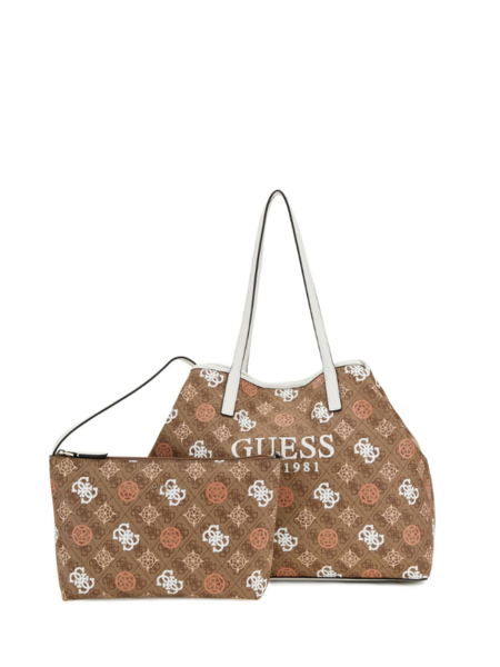 Guess Guess Vikky II Large Tote Bag - Latte Logo Multi