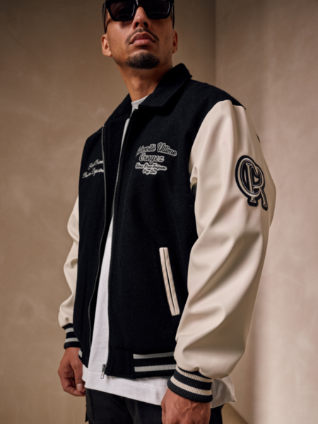 Croyez Croyez Oversized Varsity Jacket - Black/White