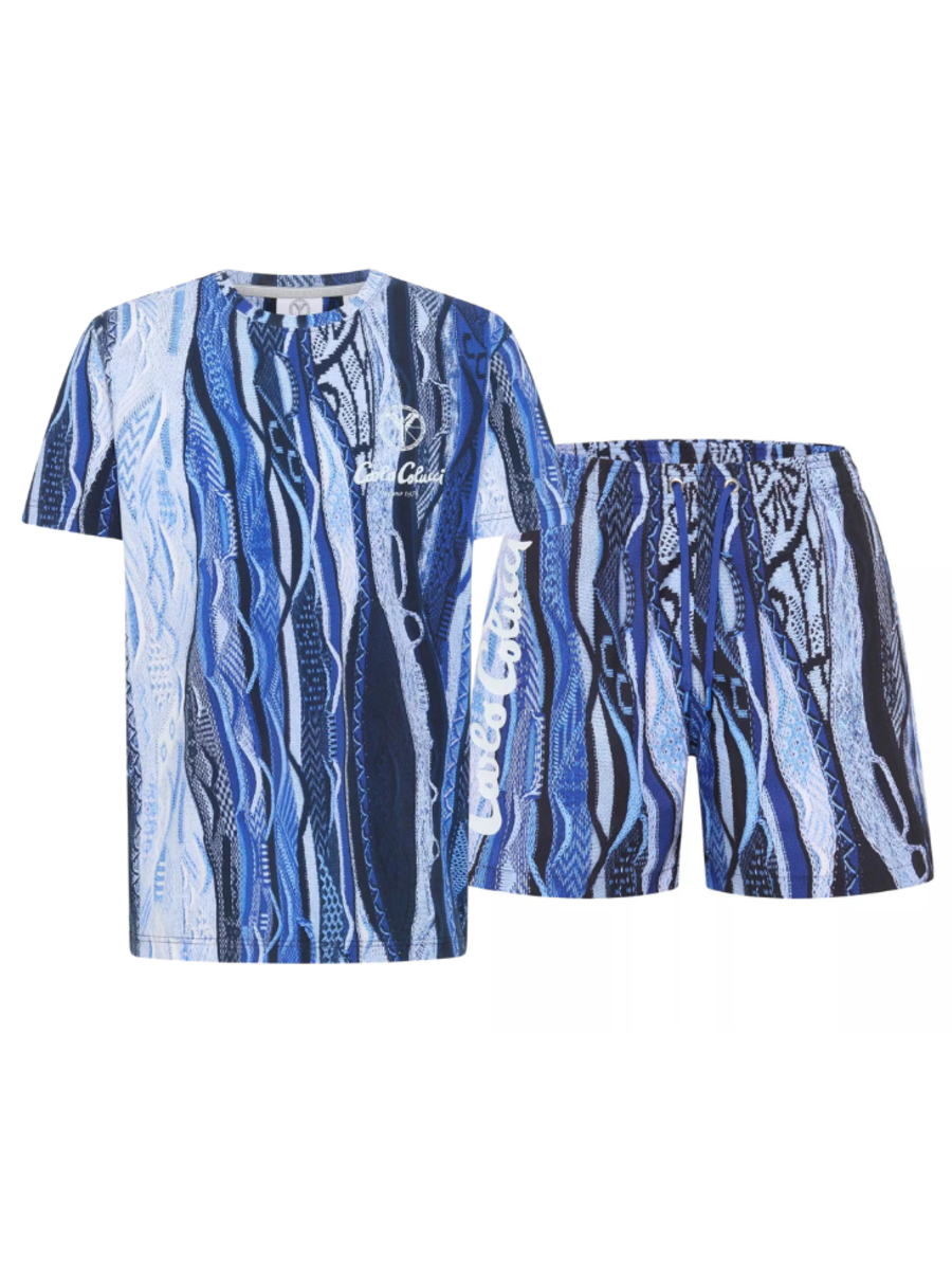 Carlo Colucci Carlo Colucci T-Shirt Combi-Set - Blue