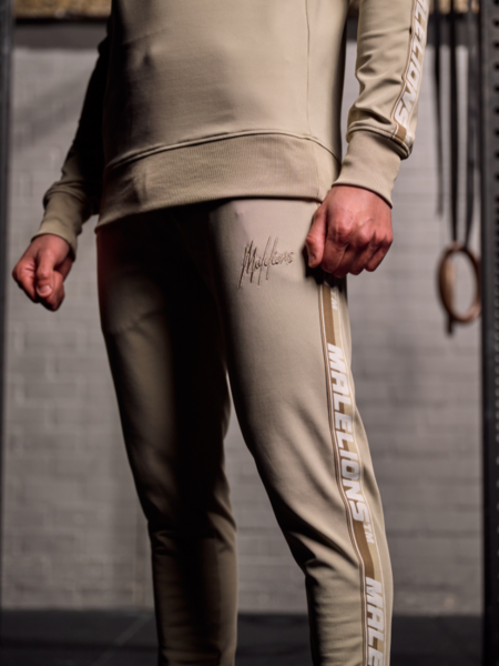 Malelions Malelions Sport React Tape Trackpants - Beige/Dark Beige