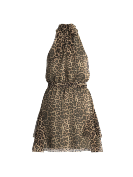 Guess Guess SL Romana Flare Mini Dress - Pool Leopard Print