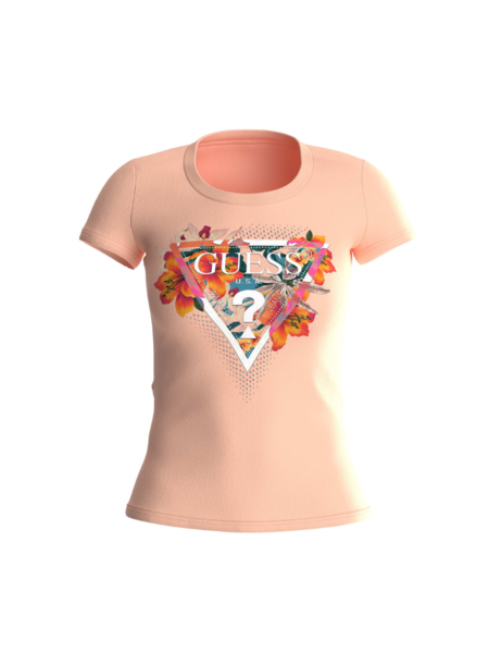 Guess Guess SS CB Tropical Triangle Tee - Peach Sky