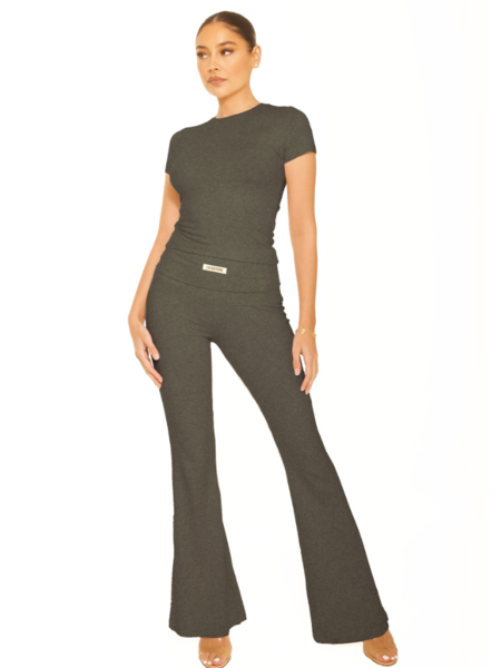 La Sisters La Sisters Flaired Lounge Pants - Dark Grey