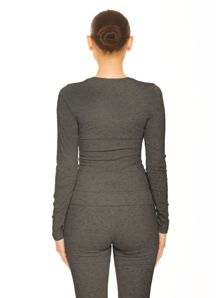 La Sisters La Sisters Long Sleeve Lounge Top - Dark Grey