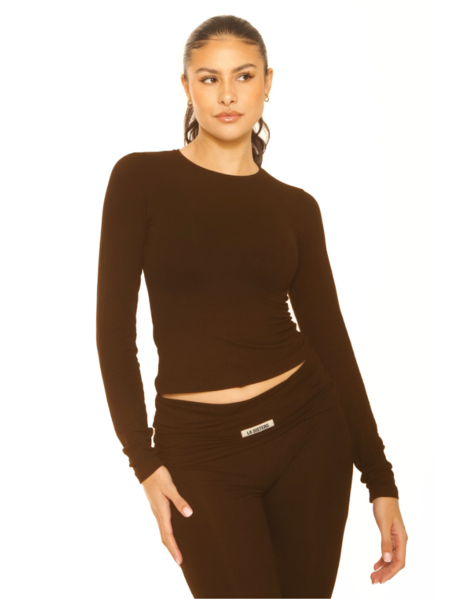 La Sisters La Sisters Long Sleeve Lounge Top - Brown