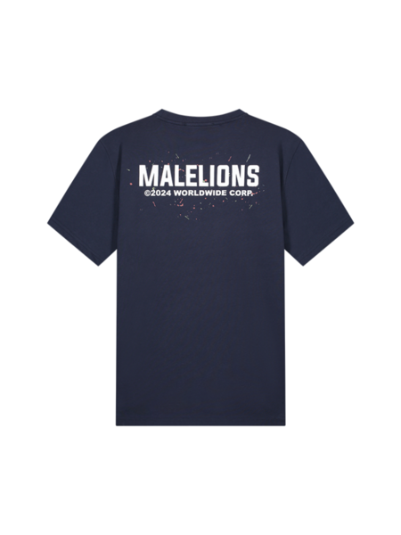 Malelions Worldwide Paint T-Shirt - Navy