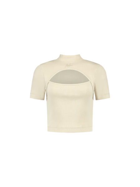 Malelions Women Cut Out Crop Top - Beige