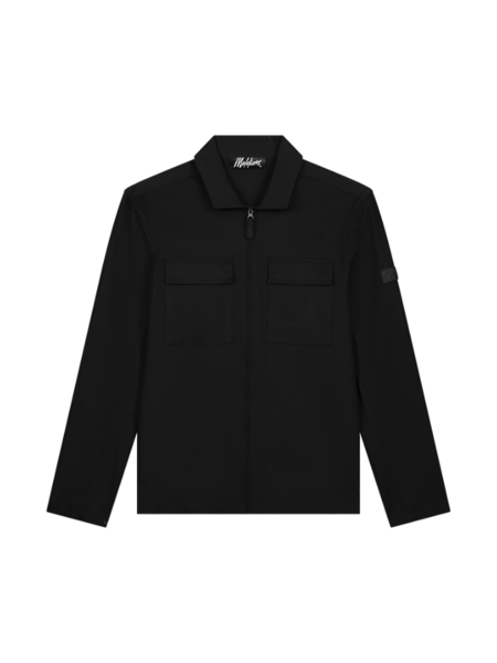 Malelions Cotton Zip Overshirt - Black