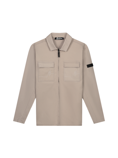 Malelions Malelions Cotton Zip Overshirt - Beige