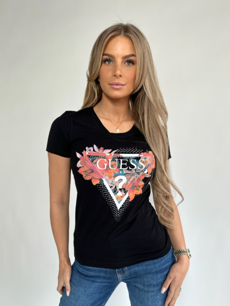 Guess Guess SS CB Tropical Triangle Tee - Jet Black