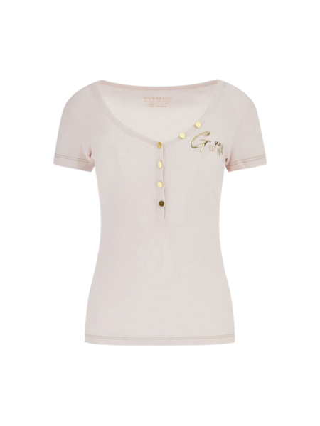 Guess Guess SS Henley Olympia Top - Pure White