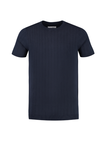 Pure Path Pure Path Striped Knitwear T-Shirt - Navy