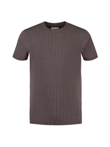 Pure Path Pure Path Striped Knitwear T-Shirt - Brown