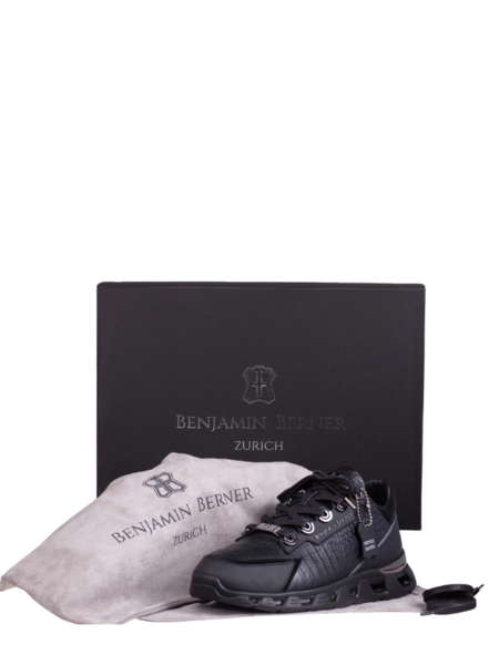 Benjamin Berner Benjamin Berner Razor High-Tech Alligator Effect Matt Nappa Sneaker- Black