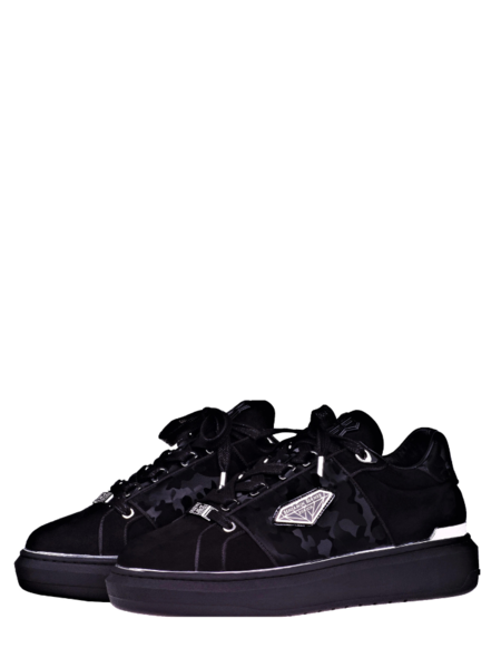 Benjamin Berner Lucas Velvet Suede Camouflage Sneaker - Black