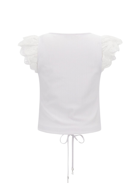 Guess Guess Sangallo Sleeve Elena Top - Pure White