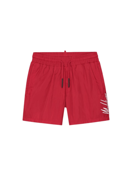 Malelions Split Swim Shorts - Red/Grey