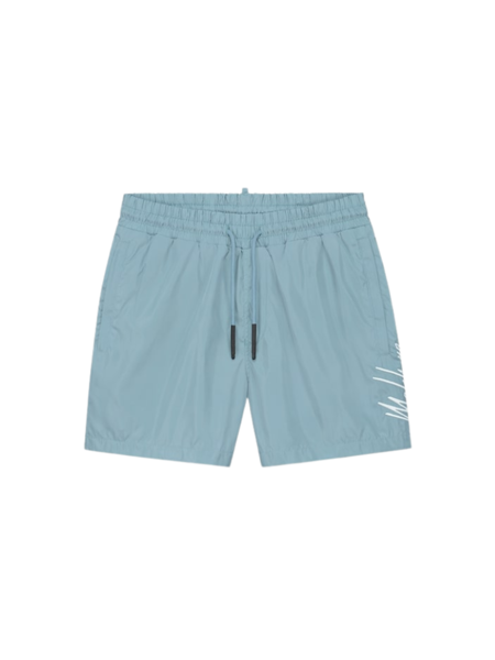 Malelions Split Swim Shorts - Light Blue/Off White