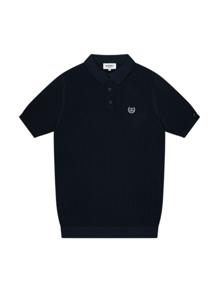 Quotrell Jay Knitted Polo - Navy/Off White