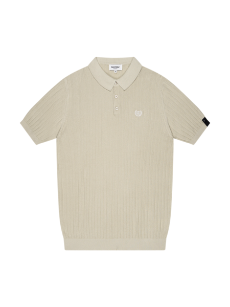 Quotrell Jay Knitted Polo - Stone/Grey